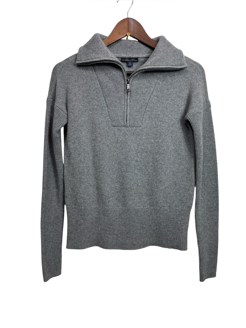 Brooks Brothers Wool Cashmere Gray Half-Zip Sweater XS
